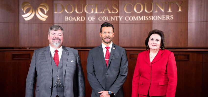 From left, Douglas County Commissioners George Teal, Abe Laydon and Lora Thomas.